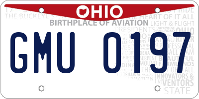 OH license plate GMU0197