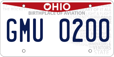 OH license plate GMU0200