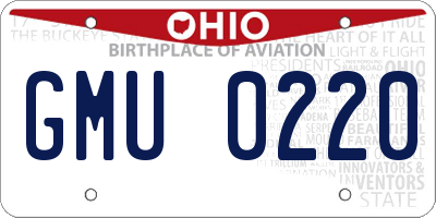 OH license plate GMU0220