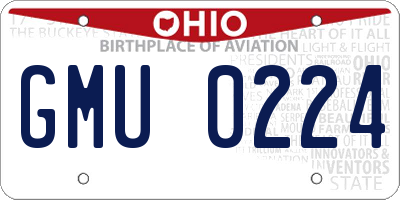 OH license plate GMU0224