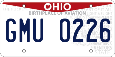 OH license plate GMU0226