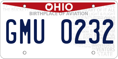 OH license plate GMU0232