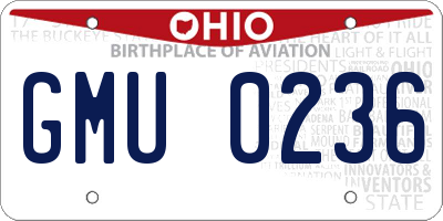 OH license plate GMU0236