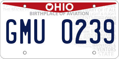 OH license plate GMU0239