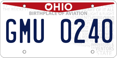 OH license plate GMU0240