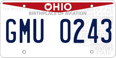 OH license plate GMU0243