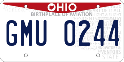 OH license plate GMU0244