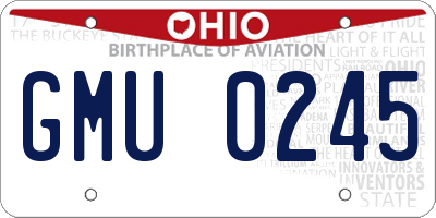 OH license plate GMU0245