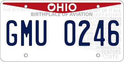OH license plate GMU0246