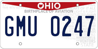 OH license plate GMU0247
