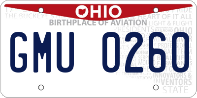 OH license plate GMU0260