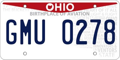 OH license plate GMU0278