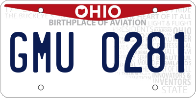 OH license plate GMU0281