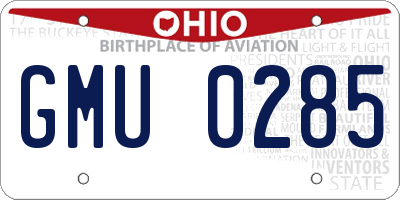 OH license plate GMU0285
