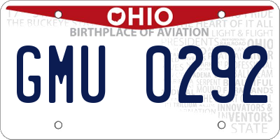 OH license plate GMU0292