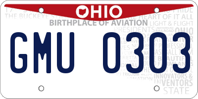 OH license plate GMU0303