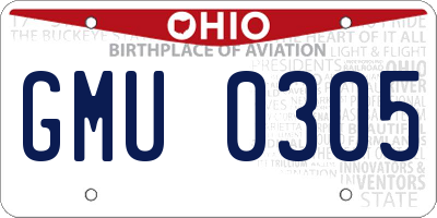 OH license plate GMU0305