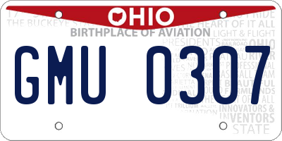 OH license plate GMU0307