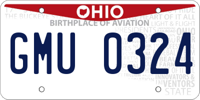 OH license plate GMU0324
