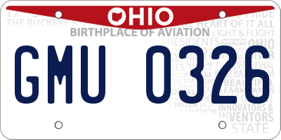 OH license plate GMU0326