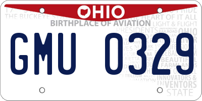 OH license plate GMU0329