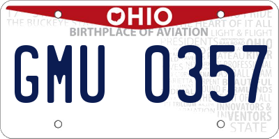OH license plate GMU0357