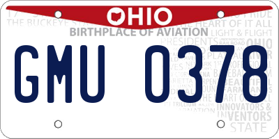 OH license plate GMU0378