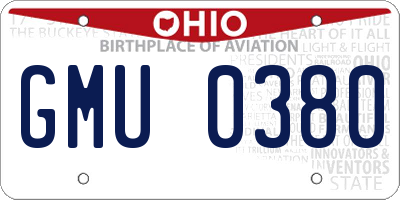 OH license plate GMU0380
