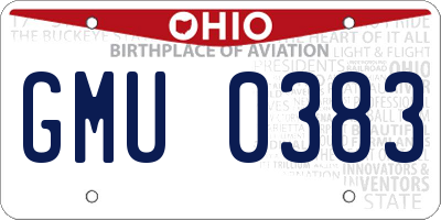 OH license plate GMU0383