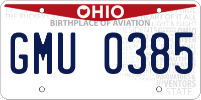 OH license plate GMU0385
