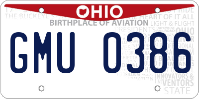 OH license plate GMU0386