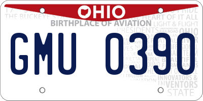 OH license plate GMU0390