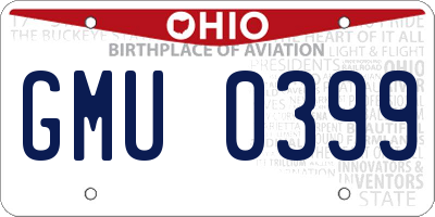 OH license plate GMU0399