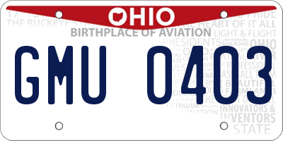 OH license plate GMU0403
