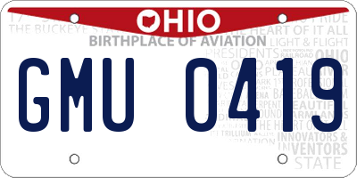 OH license plate GMU0419