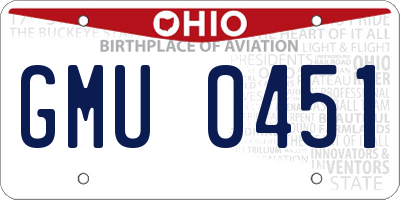 OH license plate GMU0451