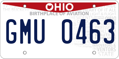 OH license plate GMU0463