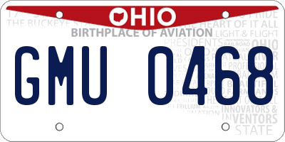 OH license plate GMU0468