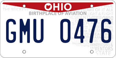 OH license plate GMU0476