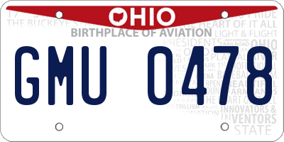 OH license plate GMU0478