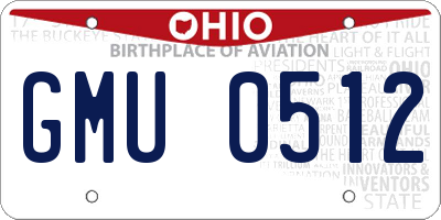 OH license plate GMU0512