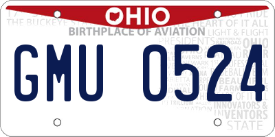 OH license plate GMU0524