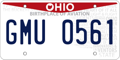 OH license plate GMU0561