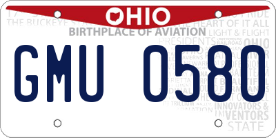 OH license plate GMU0580