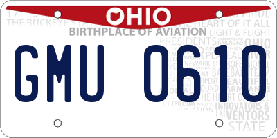 OH license plate GMU0610