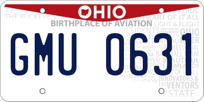 OH license plate GMU0631