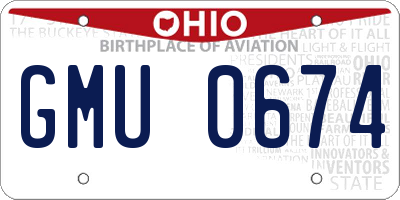 OH license plate GMU0674