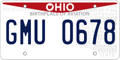 OH license plate GMU0678