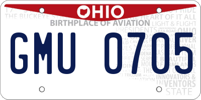 OH license plate GMU0705