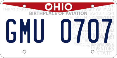 OH license plate GMU0707